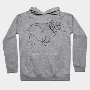 Cool Cat Line Work Illustration Hoodie